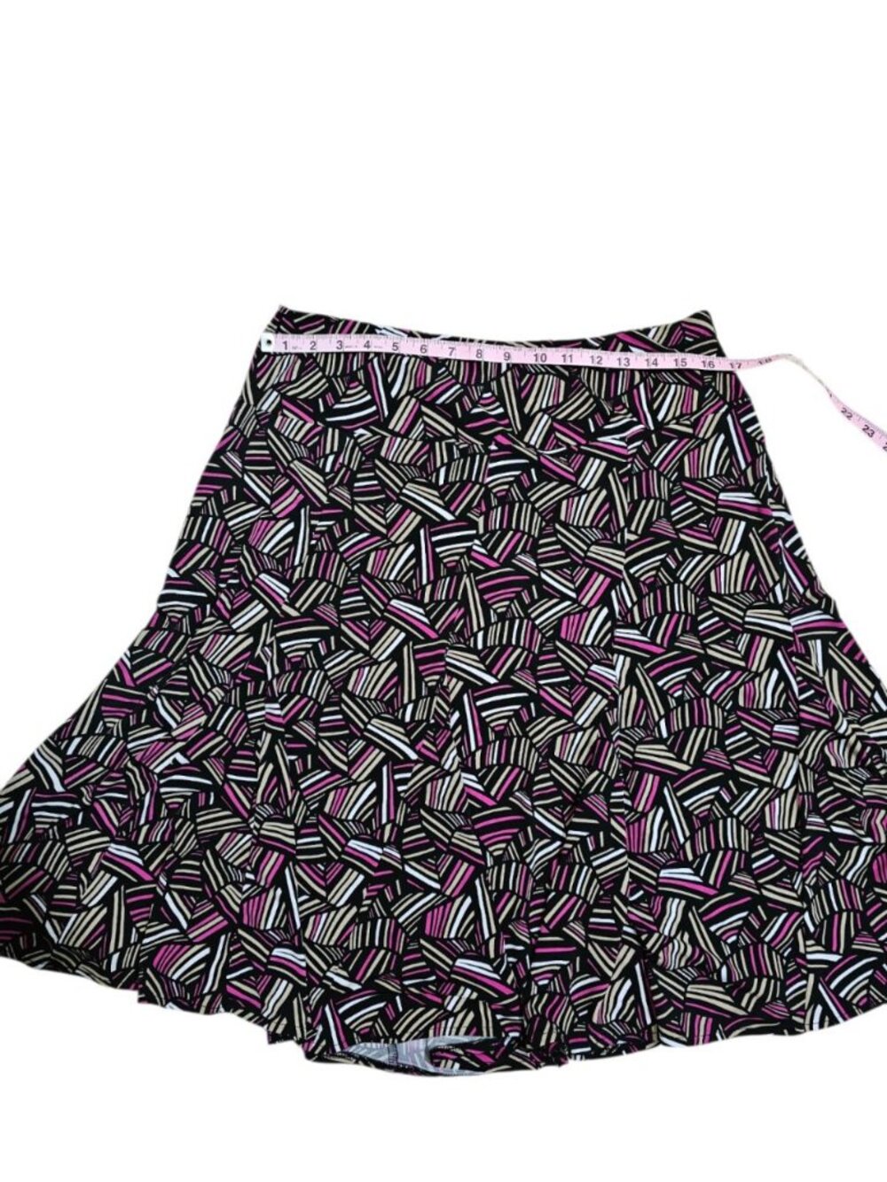 East 5th Women's L Geometric Print A-Line Skirt Black Pink White Vintage Retro - Picture 3 of 6